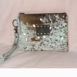 Silver Acid Cowhide Original Louis Vuitton up cycled wristlet